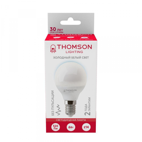 Лампа светодиодная Thomson E14 6W 6500K шар матовый TH-B2315