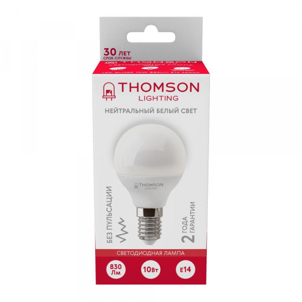 Лампа светодиодная Thomson E14 10W 4000K шар матовый TH-B2036