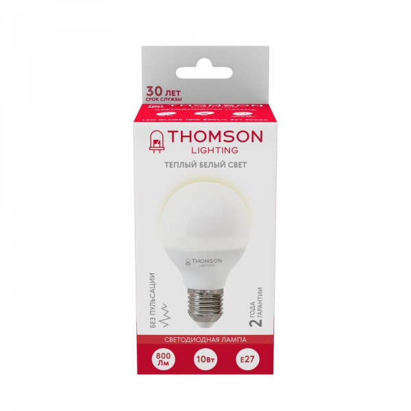 Лампа светодиодная Thomson E27 10W 3000K шар матовый TH-B2041