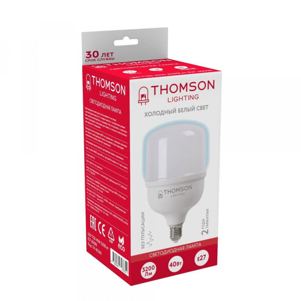 Лампа светодиодная Thomson E27 40W 6500K цилиндр матовый TH-B2365