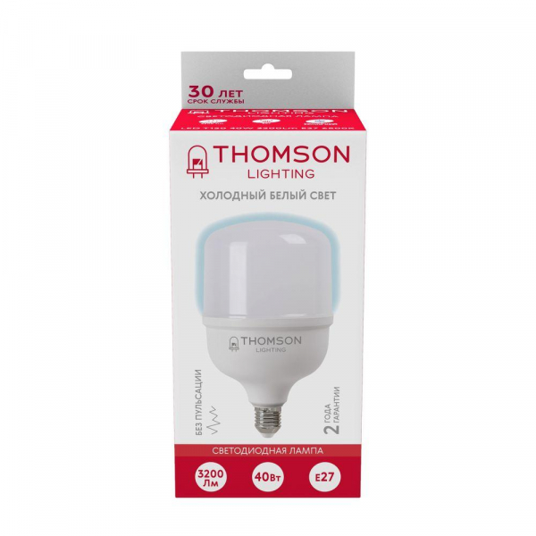 Лампа светодиодная Thomson E27 40W 6500K цилиндр матовый TH-B2365