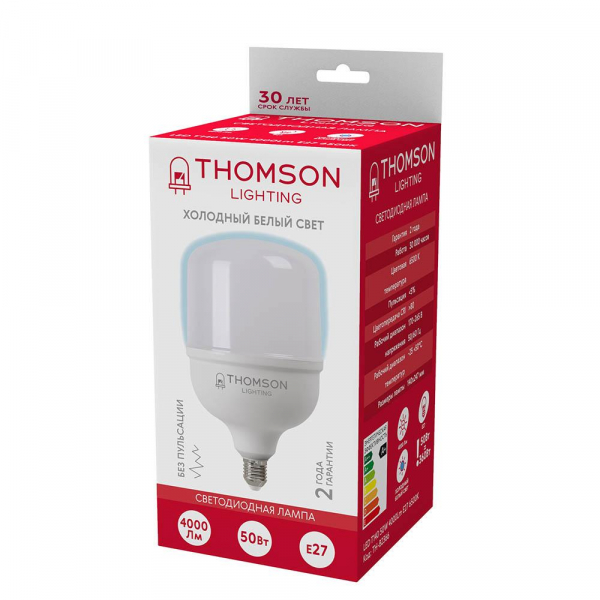 Лампа светодиодная Thomson E27 50W 6500K цилиндр матовый TH-B2366
