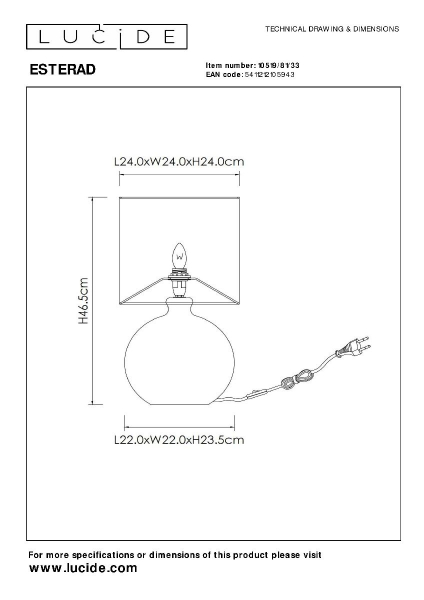 Настольная лампа Lucide Esterad 10519/81/33