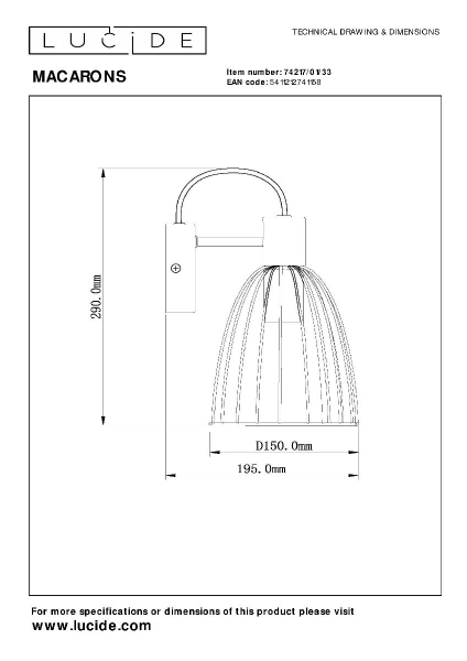 Бра Lucide Macarons 74217/01/33