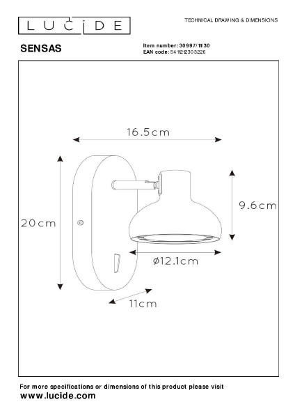 Спот Lucide Sensas 30997/11/30