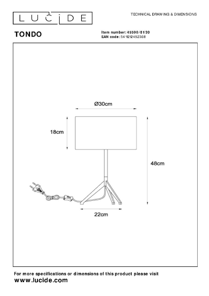 Настольная лампа Lucide Tondo 45590/81/30