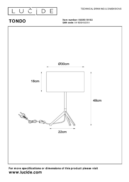 Настольная лампа Lucide Tondo 45590/81/02