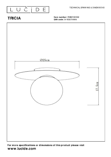 Потолочный светильник Lucide Tricia 79187/01/02