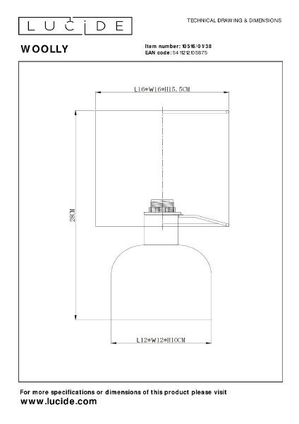 Настольная лампа Lucide Woolly 10516/01/38