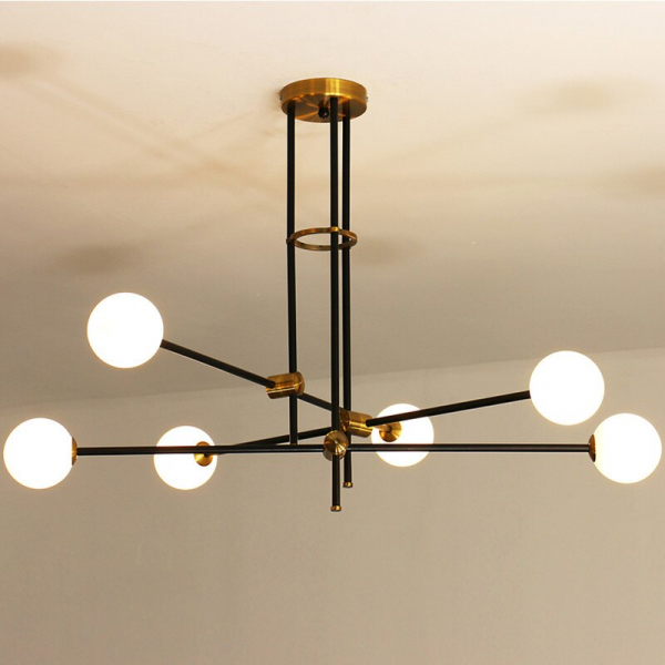 Люстра на штанге Delight Collection Bistro Globe 9389P/6 black/gold