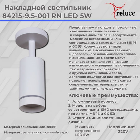 Reluce 84215-9.5-001RN LED5W WT