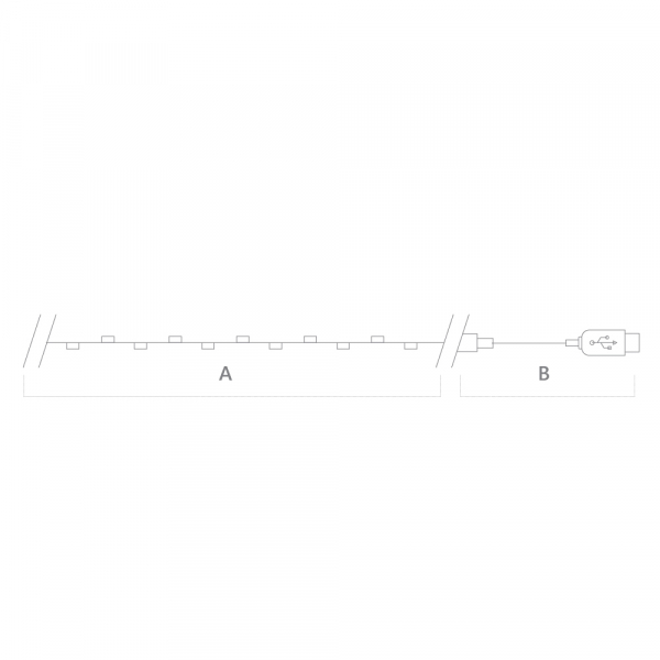 Гирлянда линейная Feron CL575 Роса 5В 1,8Вт мультиколор 5м IP20 48185