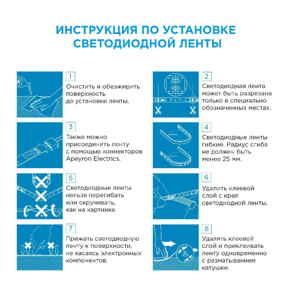 Светодиодная лента Apeyron 12В 2835 20Вт/м зеленый 5м IP20 00-105