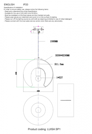 Crystal Lux LUISA SP1 BRASS/TRANSPARENT