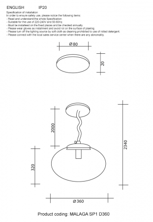 Crystal Lux MALAGA SP1 D360 COOPER