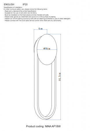 Crystal Lux NINA AP18W LED BRASS