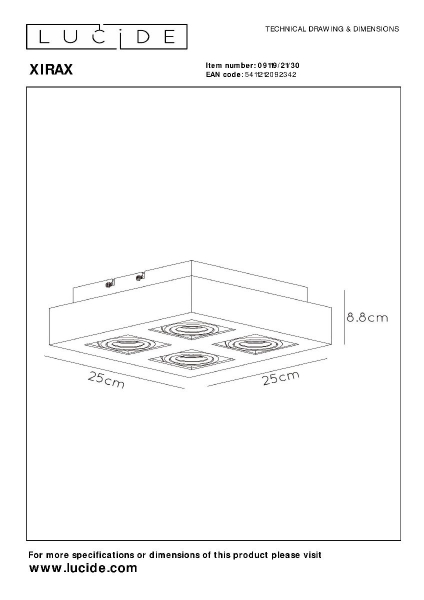 Накладной светильник Lucide Xirax 09119/21/30