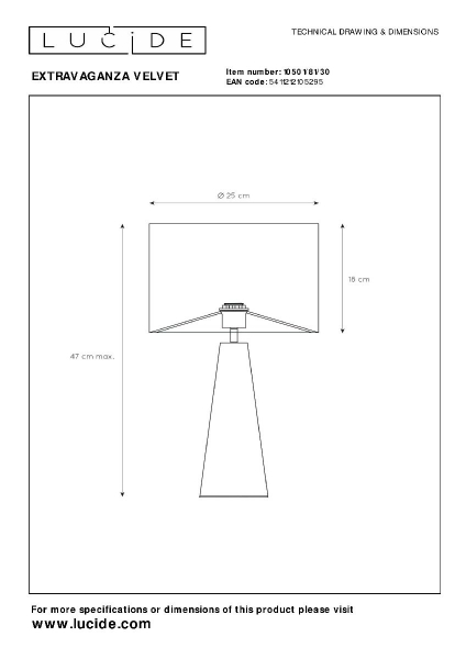 Настольная лампа Lucide Extravaganza Velvet 10501/81/30
