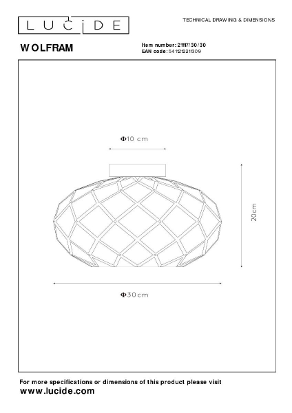 Потолочный светильник Lucide Wolfram 21117/30/30