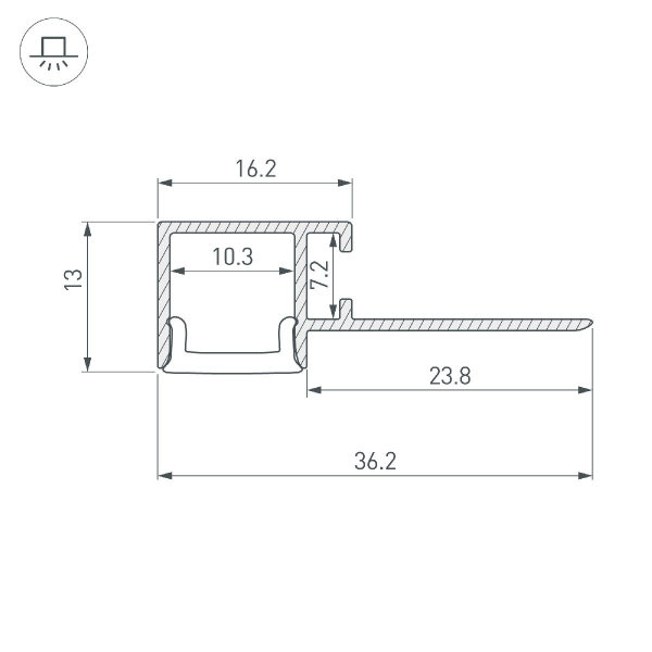 Профиль Arlight FANTOM-BENT-W12-TOP-EDGE-2000 ANOD 040328