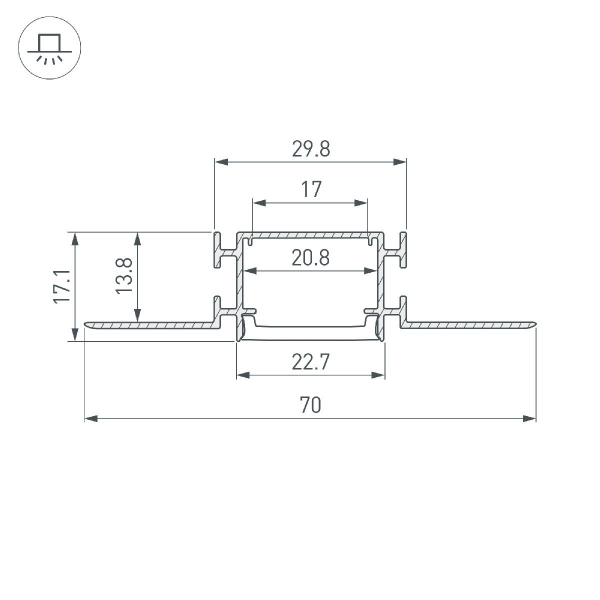Профиль Arlight FANTOM-BENT-W23-TOP-2000 ANOD 040347