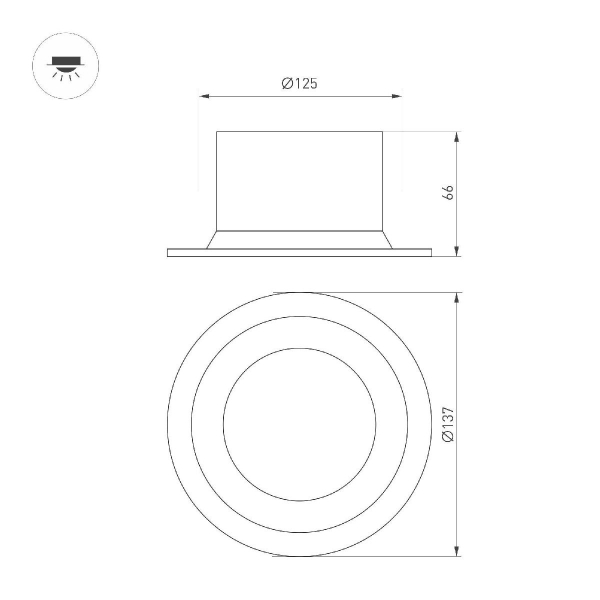 Встраиваемый светильник Arlight MS-DROP-BUILT-R137-24W Warm3000 (WH, 90 deg, 230V) 041463