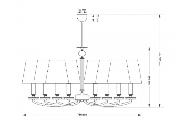 Люстра на штанге Kutek Rossano ROS-ZW-8(P/A)