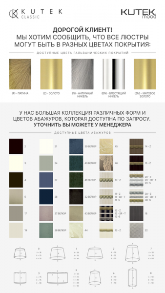 Люстра на штанге Kutek San Marino Lampshade SAN-ZW-2(P/A)CR