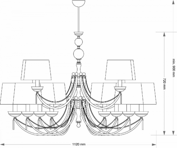 Люстра на штанге Kutek Zaffiro ZAF-ZW-8+4(P/A)