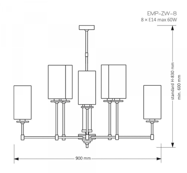 Люстра на штанге Kutek Mood Empoli EMP-ZW-8(N)