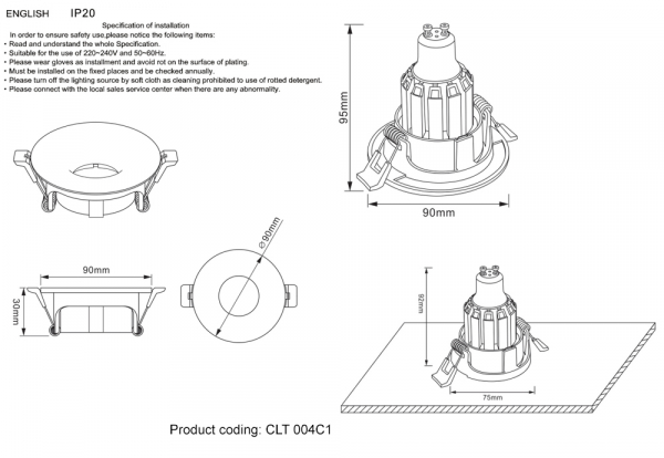 Встраиваемый светильник Crystal Lux CLT 004C1 CH