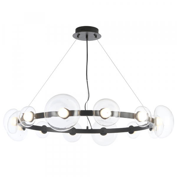Подвесная люстра Crystal Lux BOSQUE SP12 BLACK/TRANSPARENT
