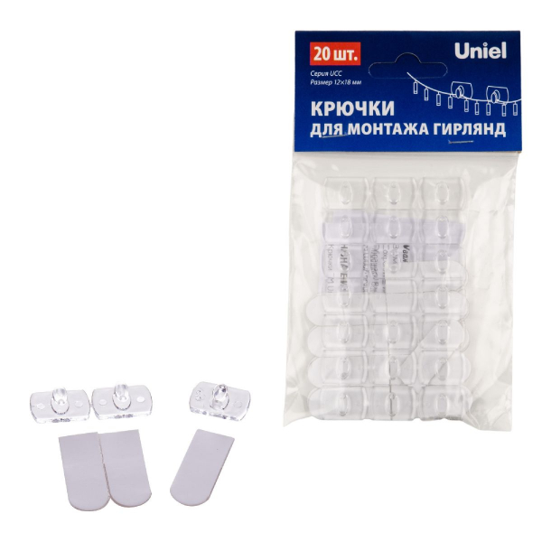 Крючки для монтажа гирлянд Uniel UCC-Y11 CLEAR 020 POLYBAG UL-00009937