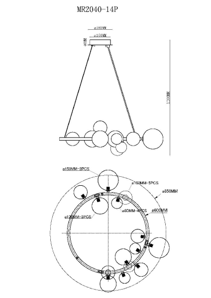 Подвесная люстра MyFar George MR2040-14P