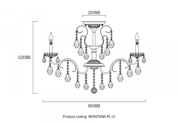 Люстры на штанге Crystal Lux MONTANA PL12