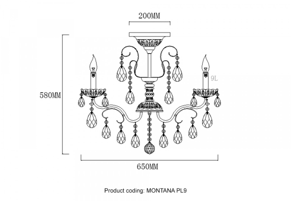 Люстры на штанге Crystal Lux MONTANA PL9