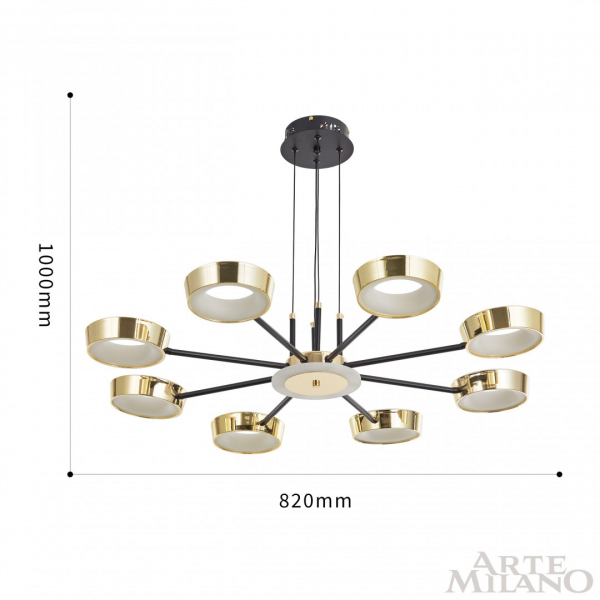 Подвесная люстра Arte Milano 271079/8 BK/GD