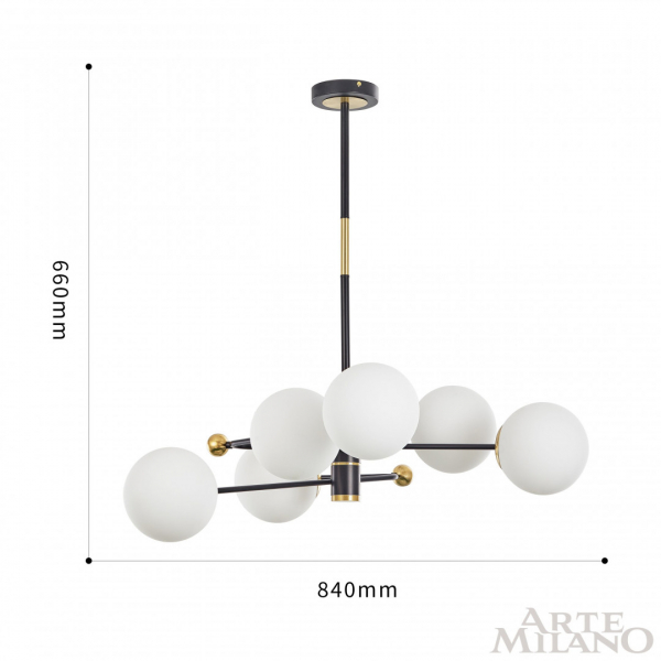 Люстра на штанге Arte Milano 272708/6 BK/GD