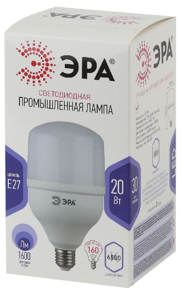 Лампа светодиодная Эра E27 20W 6500K LED POWER T80-20W-6500-E27 Б0027011
