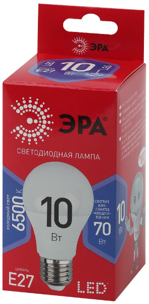 Лампа светодиодная Эра E27 10W 6500K LED A60-10W-865-E27 R Б0045324