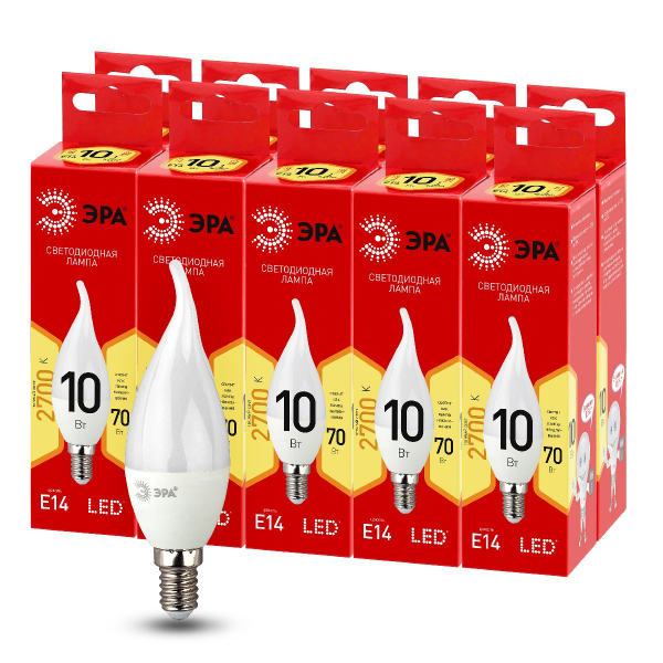 Лампа светодиодная Эра E14 10W 2700K LED BXS-10W-827-E14 R Б0051854