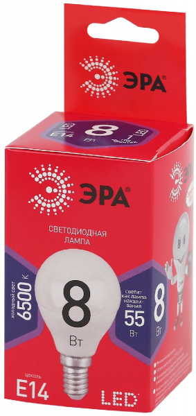 Лампа светодиодная Эра E14 8W 6500K LED P45-8W-865-E14 R Б0045358