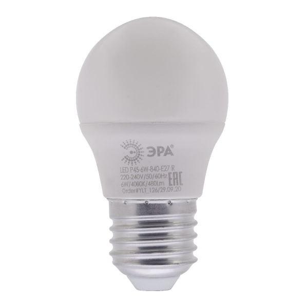 Лампа светодиодная Эра E27 6W 4000K LED P45-6W-840-E27 R Б0049644