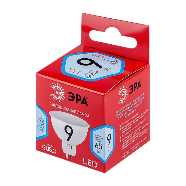 Лампа светодиодная Эра GU5.3 9W 4000K LED MR16-9W-840-GU5.3 R Б0050199