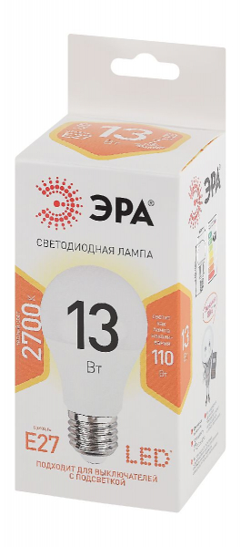 Лампа светодиодная Эра E27 13W 2700K LED A60-13W-827-E27 Б0020536