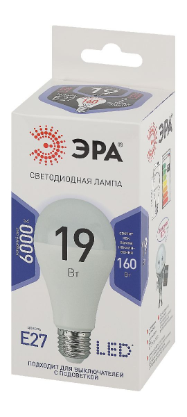 Лампа светодиодная Эра E27 19W 6000K LED A65-19W-860-E27 Б0031704