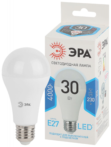 Лампа светодиодная Эра E27 30W 4000K LED A65-30W-840-E27 Б0048016