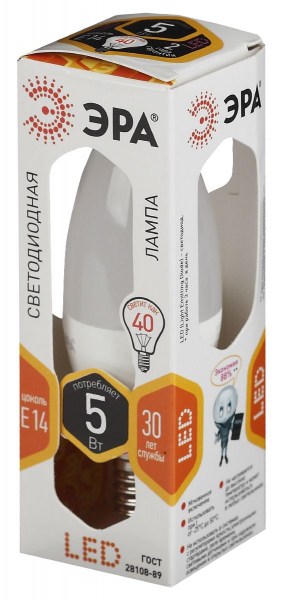 Лампа светодиодная Эра E14 5W 2700K LED B35-5W-827-E14 Б0018871