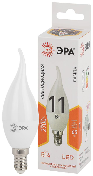 Лампа светодиодная Эра E14 11W 2700K LED BXS-11W-827-E14 Б0032992