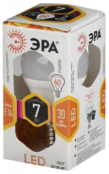 Лампа светодиодная Эра E14 7W 2700K LED P45-7W-827-E14 Б0020548
